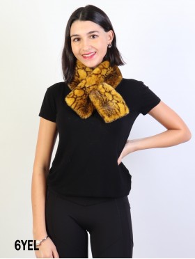 Faux Fur Scarf with Snakeskin Print